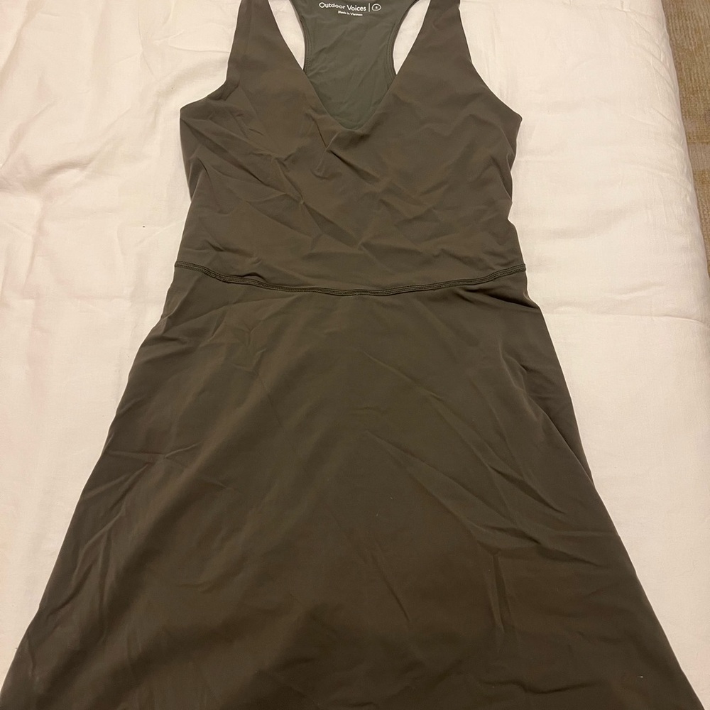Outdoor Voices The Volley Racerback Exercise Dress Olive - Picture 3 of 4